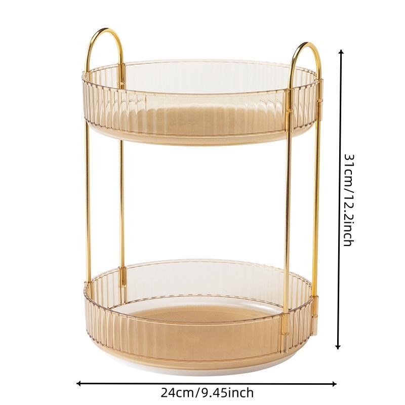 Makeup Storage Rack, Double Layer Rotatable Cosmetic Storage Holder, Desktop Organizer for Bedroom Bathroom Kitchen Desktop