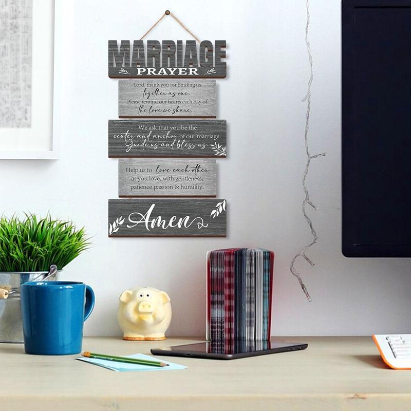 Marriage Prayer Wooden Sign, 1 Count Wooden Hanging Decoration, Inspirational Wall Art Decor for Home Living Room Bedroom Kitchen