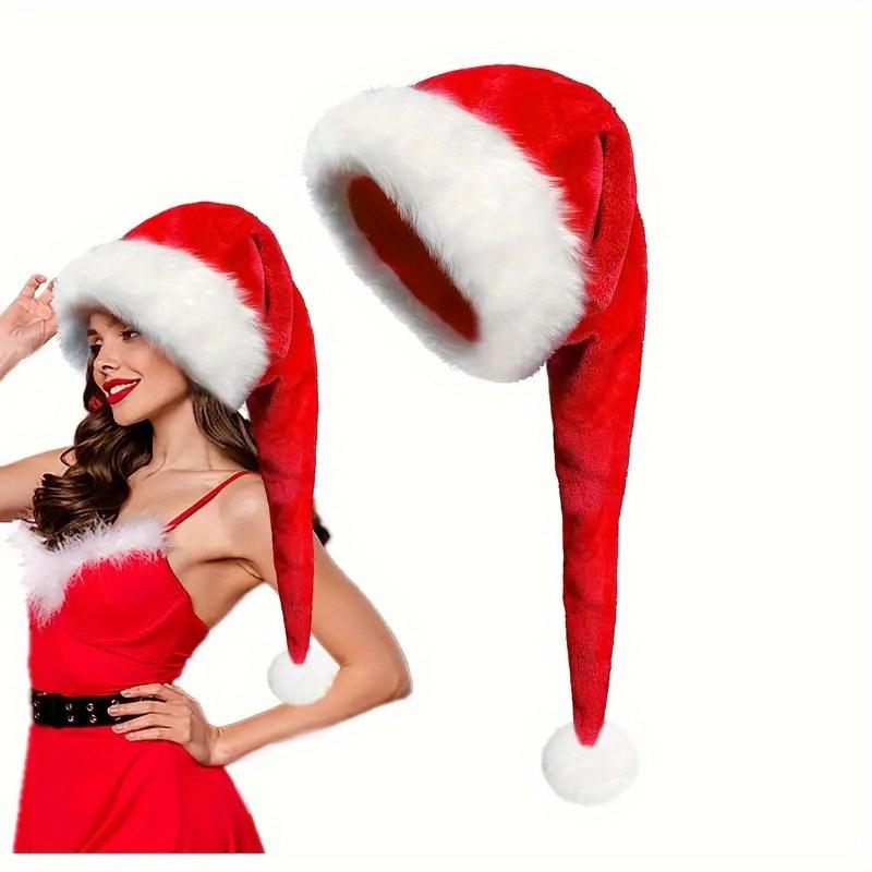 Extra Plush Christmas Hat 27.5-Inch-Holiday Red Black, No Power, No Feather, Hand Wash Only-Perfect for Holiday Decorations and Gifts