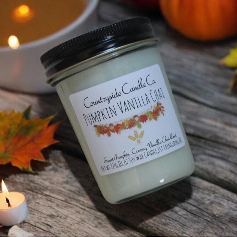 Countryside Candle Co.'s 8oz Soy Candle - Long Burn Time, Chemical-Free, Certified Safe for Homes, Decor