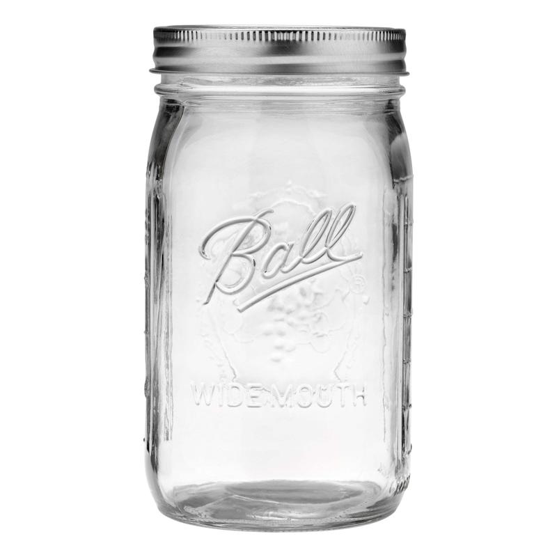 Shaped Wide Mouth Quart 32 Oz Glass Mason Jar with Lid and Strap, 12 One