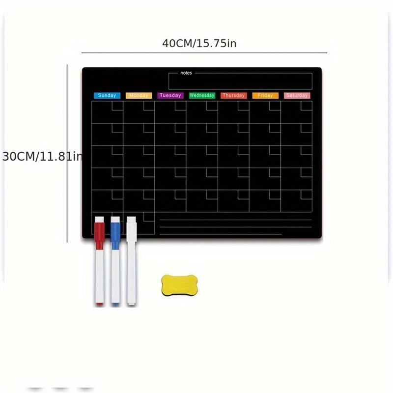 Random Color Magnetic Fridge Calendar Planner Set, 1 Set Including 3 Magnetic Pad & 3 Marker & 1 Eraser, Magnetic Message Board for Kitchen