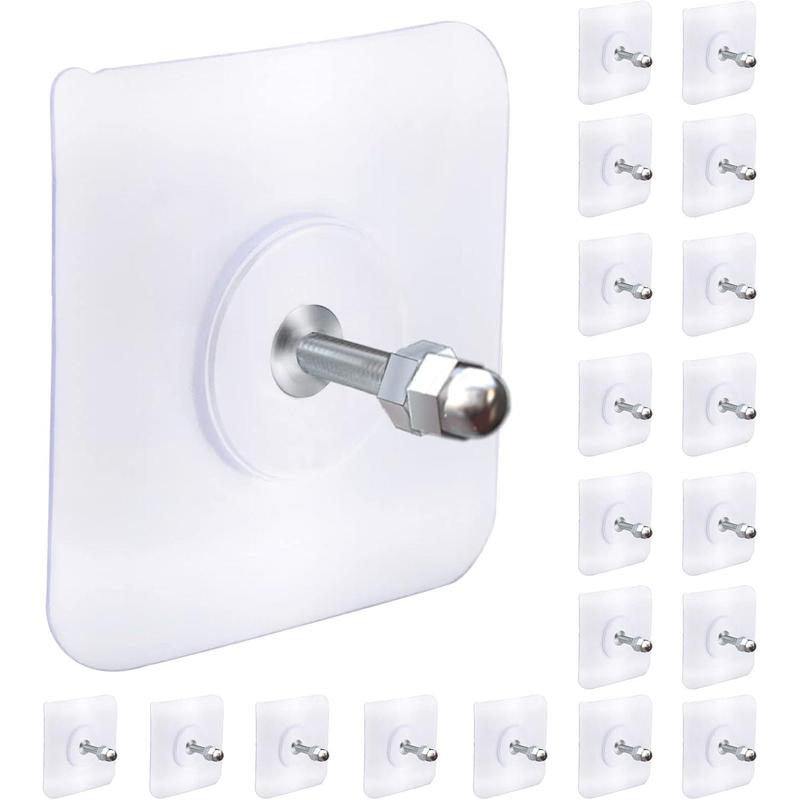 Adhesive Hooks Heavy Duty,Wall Hooks for Hanging,Screw Free Sticker,Seamless Screws for Wall Mount,2 in 1 Reusable for Kitchen,Bathroom,Home,Office White Self Adhesive Hooks(20 Pcs, 16mm) Organiser christmas 2024 ornament