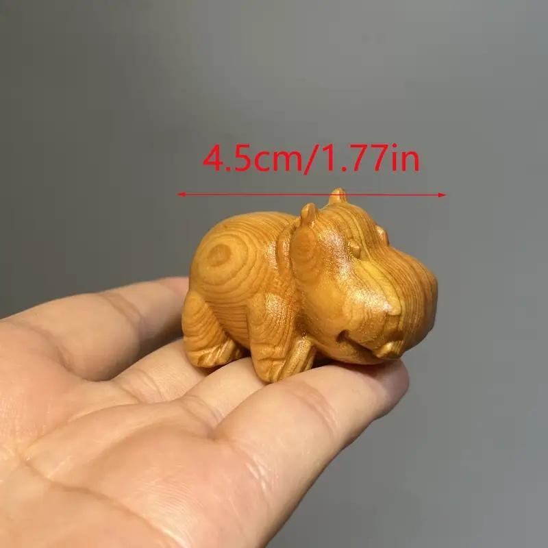 Cute Miniature Handcrafted Hippopotamus Wood Carving, 1 Count Unique Desktop Decor & Tea Pet, Creative Ornament for Home Office Decor