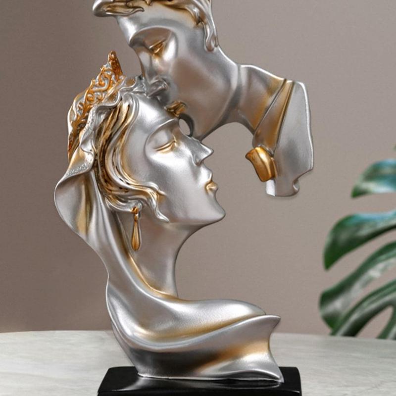 Kissing Couple Design Ornament, Modern Abstract Couple Sculpture Resin Decoration Craft, Home Desktop Bookshelf Ornament, Gift for Mom