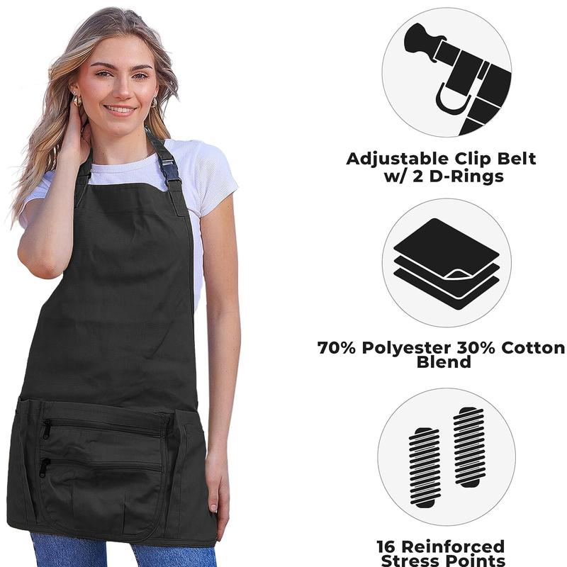 Smart Apron Bib (Black) 7 Pocket Apron