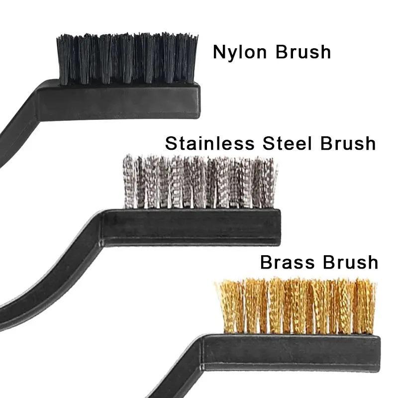 Wire Cleaning Brush Set, Stainless Steel Curved Handle Brush Set, Industrial Cleaning Brush for Welding Dregs and Rust