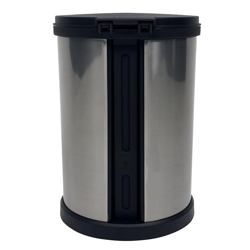 1.5 Gallon Trash Can. Plastic Round Step Bathroom Trash Can, Silver Stainless Steel