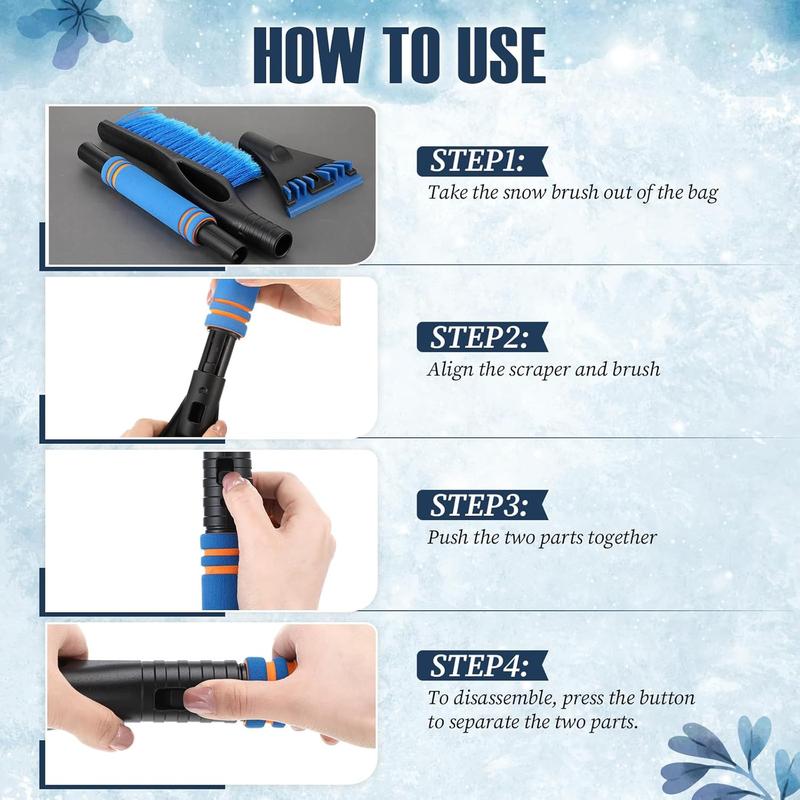 Snow Brush with Detachable Ice Scrapers  Snow Scraper and Brush with   Grip Ice Scrapers for  Windshield Snow Removal Tool for , , Windshield, Window(Blue)