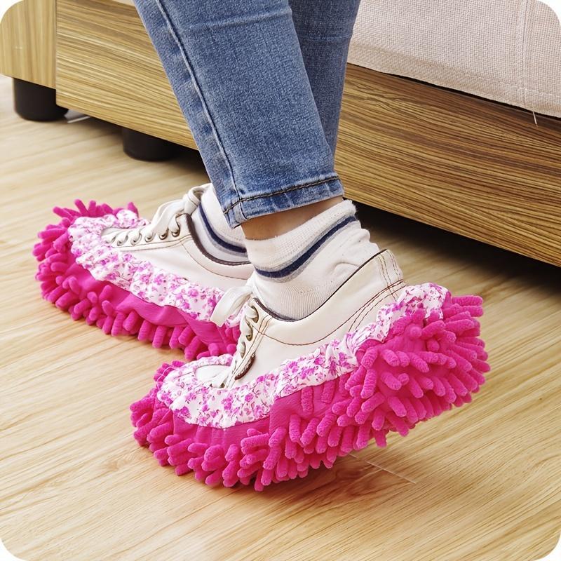 Random Color Floor Dust Cleaning Slippers, 2 Counts set Multifunctional Removable Washable Floor Cleaning Shoes Cover, Floor Dust Removal Shoes Mop Caps