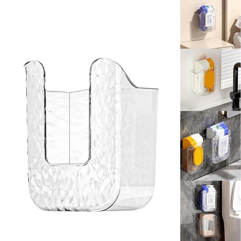 Kitchen & Bathroom Wipes Storage: Wall - Mounted Holder Box Dispenser, Non - Slip for Flushable Wipes