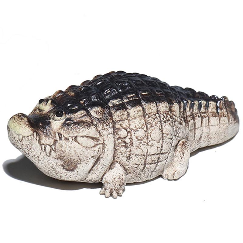 Cute Mini Resin Crocodile Tea Pet  Alligator Statue Ornament, Tea Ceremony Collection Desktop Sculpture Outdoor Garden Décor