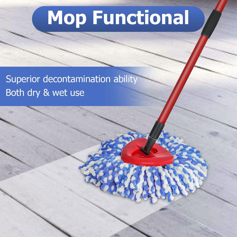 Spin Mop Replacement Head - 4 Pack EasyWring Mop Refills Compatible with Triangle Spin Mop, Microfiber Mop Easy Cleaning Floor Head Mop for Floor Cleaning