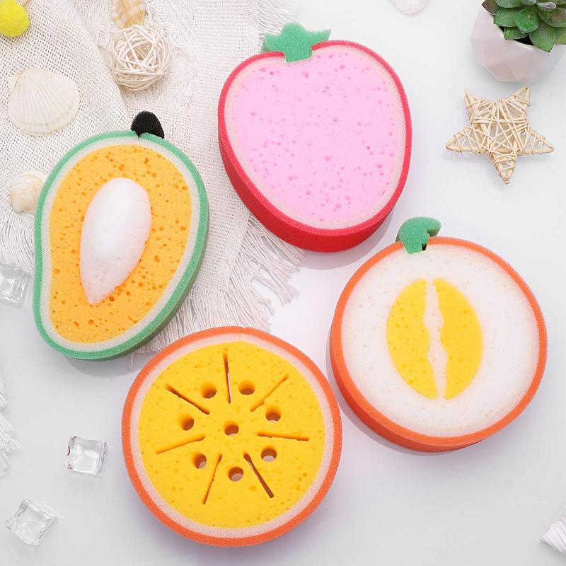 Fruit Shaped Dish Sponge, 4 Counts Cute Fruit Design Cleaning Sponge, Kitchen Cleaning Tool for Home Dormitory Dining Room Picnic