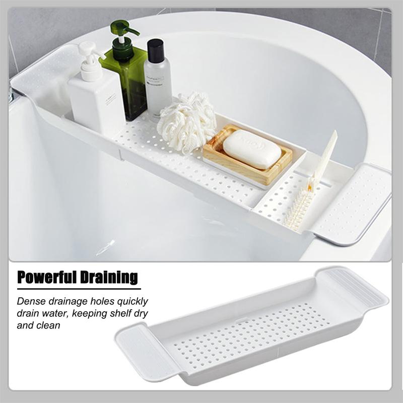 Bath tray for luxury bathtub-plastic waterproof expandable Bath table with wine & shelf & tub pool boy with extended sides, adjustable bathroom storage tray-30.7x6.9x2.3 inch