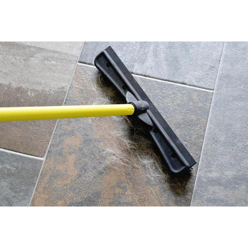 Original Indoor Pet Hair Rubber Broom with Carpet Rake and Squeegee, Black and Yellow Dog Cleaning