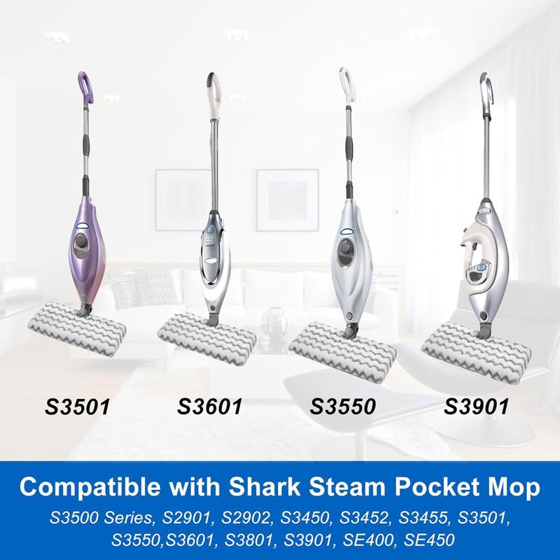 S3501 2 Pcs Steam Pocket Mop Microfiber Pads for Shark Steam Mop S3501 S3601 S2901 S2902 S3550 S3801 S3901 SE450 S3601D S3901D for All Hard Floors