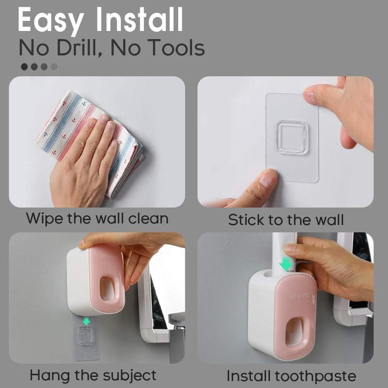 Toothpaste Dispenser Wall Mount for Bathroom Automatic Toothpaste Squeezer