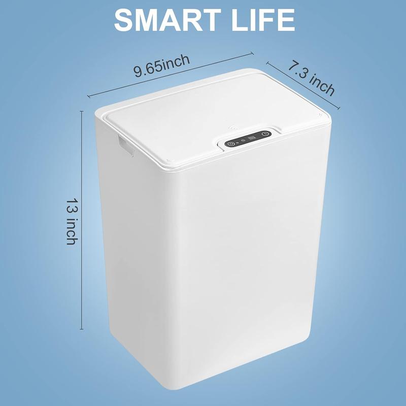 Automatic Trash Can 3.5 Gallon Bathroom Touchless Motion Sensor Small Garbage Can with Lid Smart Electric Plastic Garbage Bin for Living Room Bedroom Office Kitchen (White, No Battery)