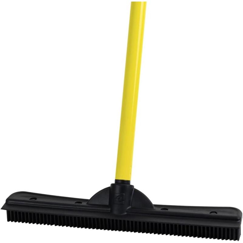 Original Indoor Pet Hair Rubber Broom with Carpet Rake and Squeegee, Black and Yellow Dog Cleaning