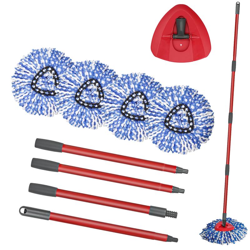 Spin Mop Replacement Head - 4 Pack EasyWring Mop Refills Compatible with Triangle Spin Mop, Microfiber Mop Easy Cleaning Floor Head Mop for Floor Cleaning