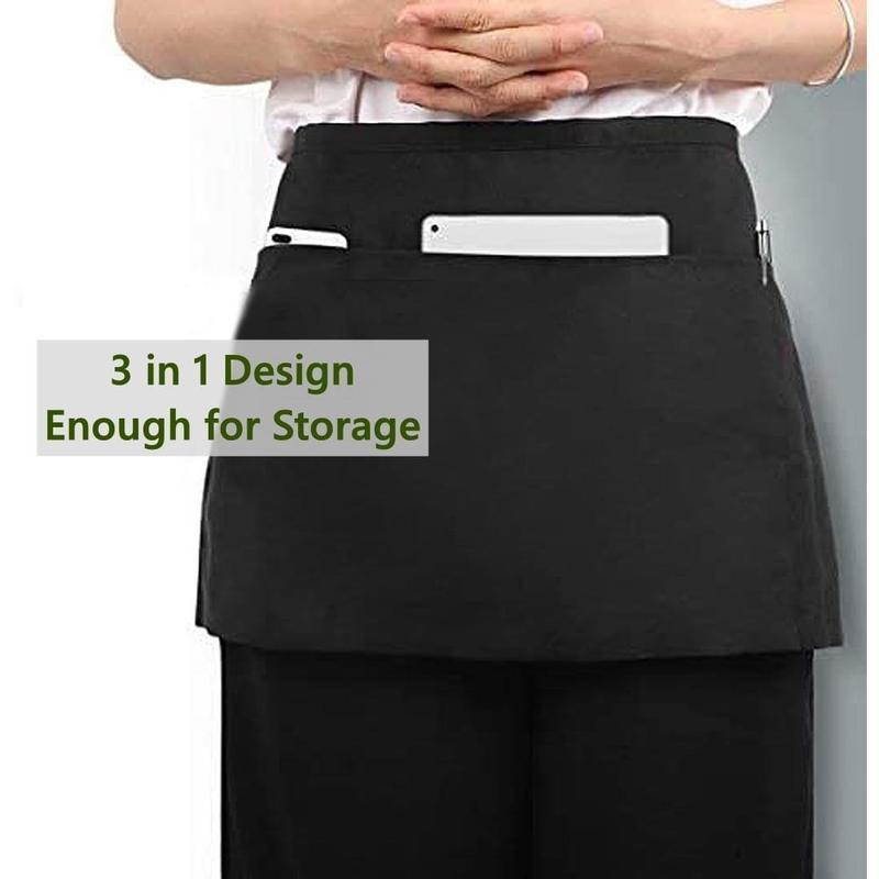 Water-Resistant Waitress Server Aprons - 3-Pack with 3 Pockets, Work，Home Aprons