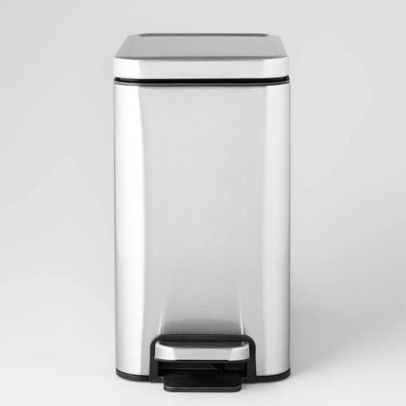 10L Stainless Slim Step Trash Can with Removable liner - Soft-Close Lid for kitchen Office Bedroom