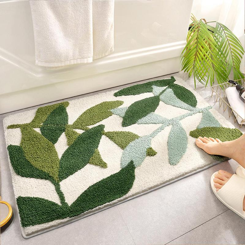 Leaf Pattern Bathroom Mat, Non Slip Soft Bathroom Rug, Bathroom Floor Mat for Home Decor, Room Decor, Bedroom Decor Accessories, Halloween Gifts