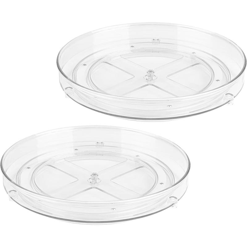 Clear Lazy Susan Organizer - 4PK - 9 Inch - Turntable Organizer - Acrylic Lazy Susan Organizer for Cabinet, Kitchen, Pantry, Fridge & Bathroom - Lazy Susan for Refrigerator - Vanity Countertop