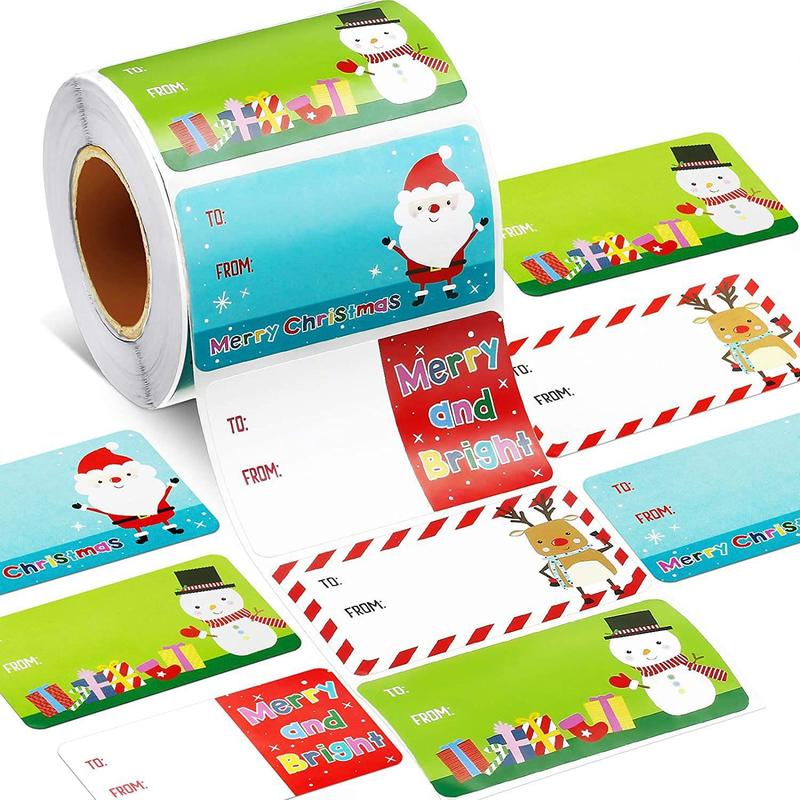 Christmas Themed Sticker, 500pcs roll Self Adhesive Label, DIY Creative Paster for Scrapbook Ornaments Notebook Students Gifts, Gift Ideas