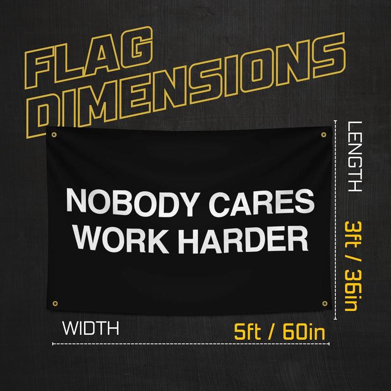 Nobody Cares Work Harder Motivational Gym Banner - Inspire Your Workout with this Banner - Perfect Fitness Wall Decor for Gym, Dorm - Stay Motivated with Cool Motivation Art - 3x5 Feet