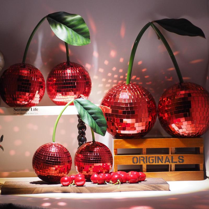 Cherry Shaped Disco Ball, 1 Count Hanging Ball Decor Ornaments, Wall Hanging Decor for Birthday Wedding Festival Home Party