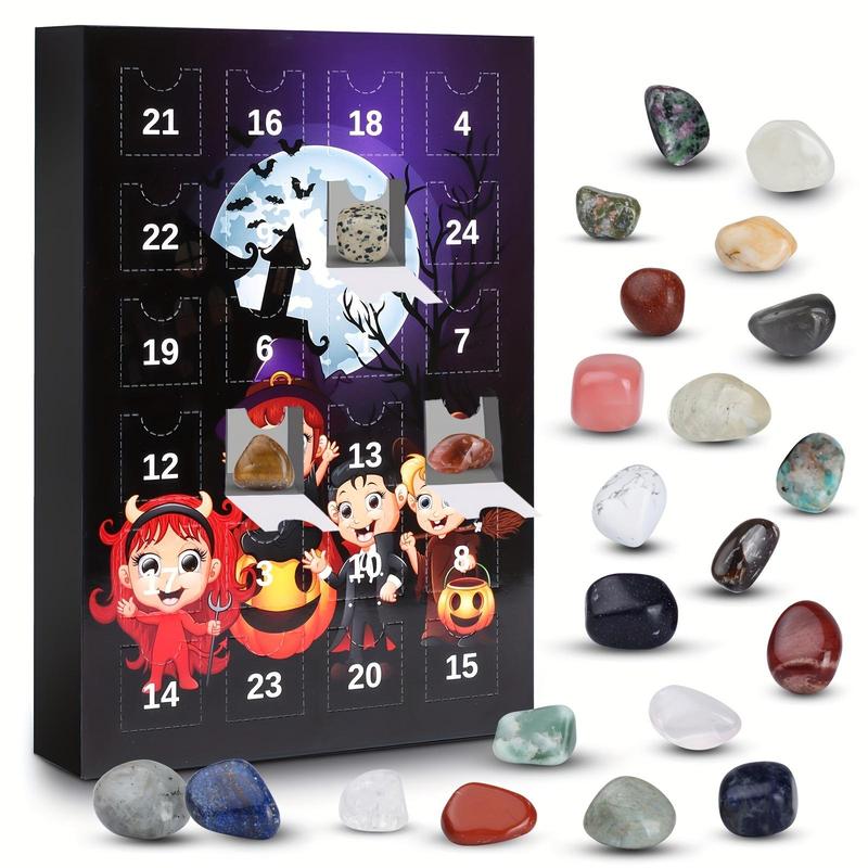 2024 Advent Calendar, 1 Box 24 Days Crystals and Healing Stones Kit, Artificial Crystal Stone Kit for Friends Family Best Christmas Countdown Gifts