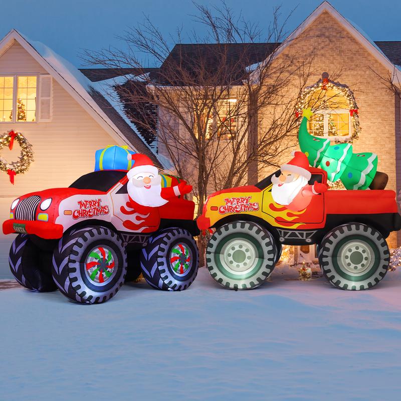 Christmas Truck 7.5 FT Outdoor Inflatables Christmas Decoration with LEDs and Gifts for Yard, Lawn, Garden Decorations