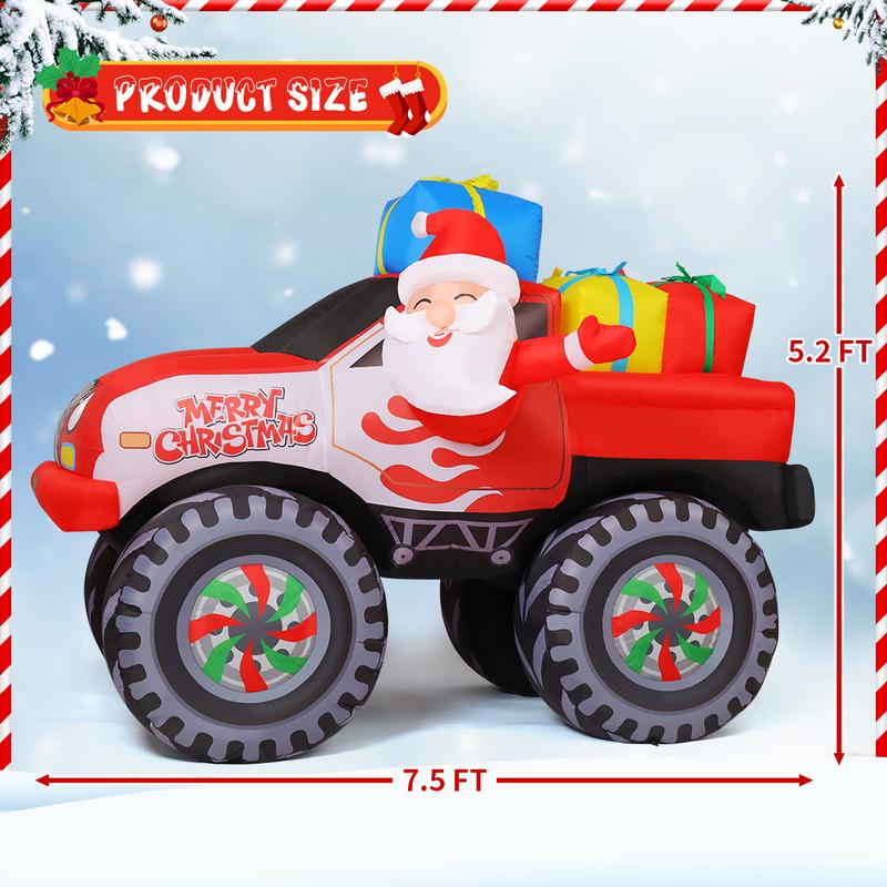 Christmas Truck 7.5 FT Outdoor Inflatables Christmas Decoration with LEDs and Gifts for Yard, Lawn, Garden Decorations