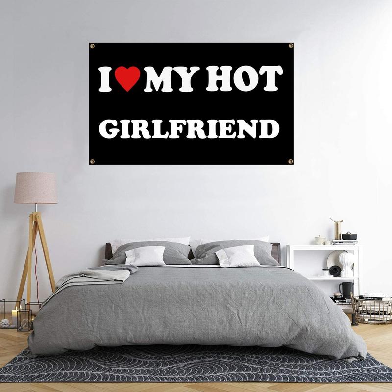 I Love My Hot Girlfriend Flag I Heart My Hot Girlfriend - 40x60 inch Funny Decoration Banner Tapestry for Indoor And Outdoor