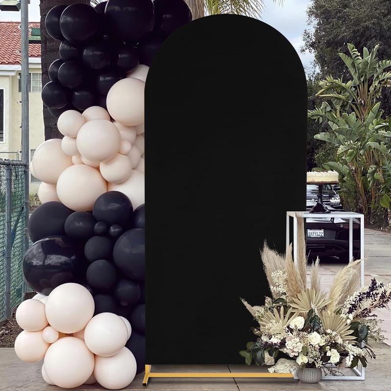 Black Arch Cover 2.6ft x 6ft Spandex Arch Backdrop Cover Fitted Round Top Arch Backdrop Stand Cover for Ceremony Birthday Party Banquet Decoration Banners Flower Banners Flower Hand Wedding