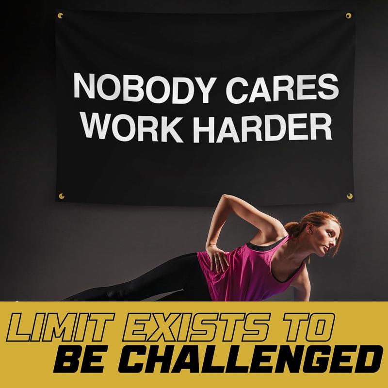 Nobody Cares Work Harder Motivational Gym Banner - Inspire Your Workout with this Banner - Perfect Fitness Wall Decor for Gym, Dorm - Stay Motivated with Cool Motivation Art - 3x5 Feet