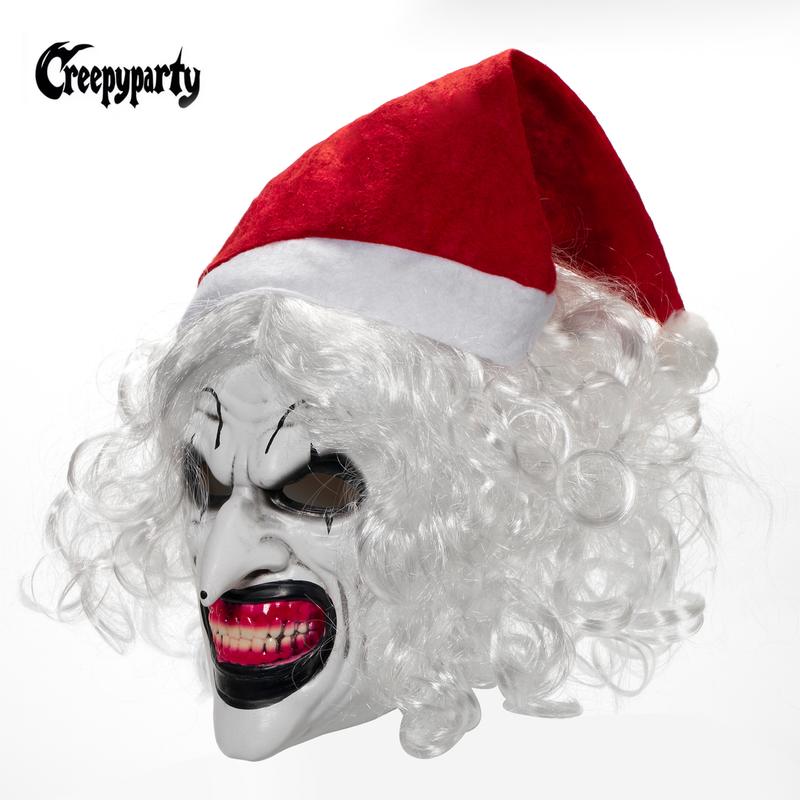 Creepy Party  Terrifier Christmas Clown  Mask - Scary Novelty for Parties and Trick-or-Treating - Skincare Accessories