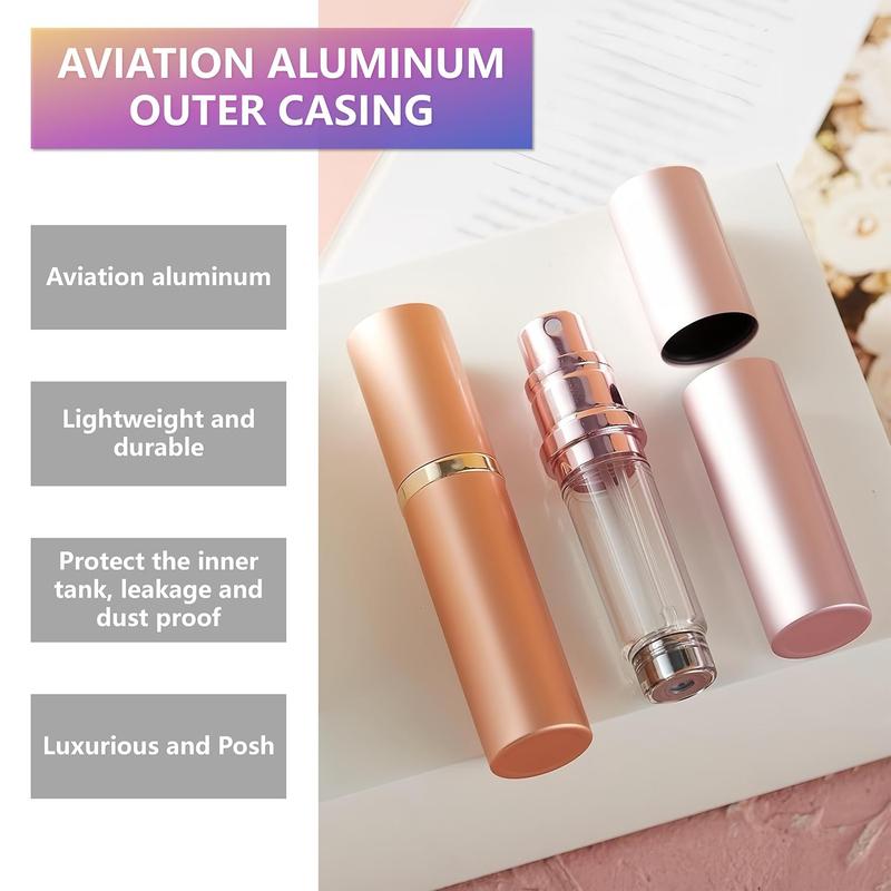 Perfume Travel Refillable Bottle Portable Atomizer Spray Bottle Fragrance Scent Pump Fill from Bottom Mini Pocket Size 5ml for Traveling and Outing (Rose gold)