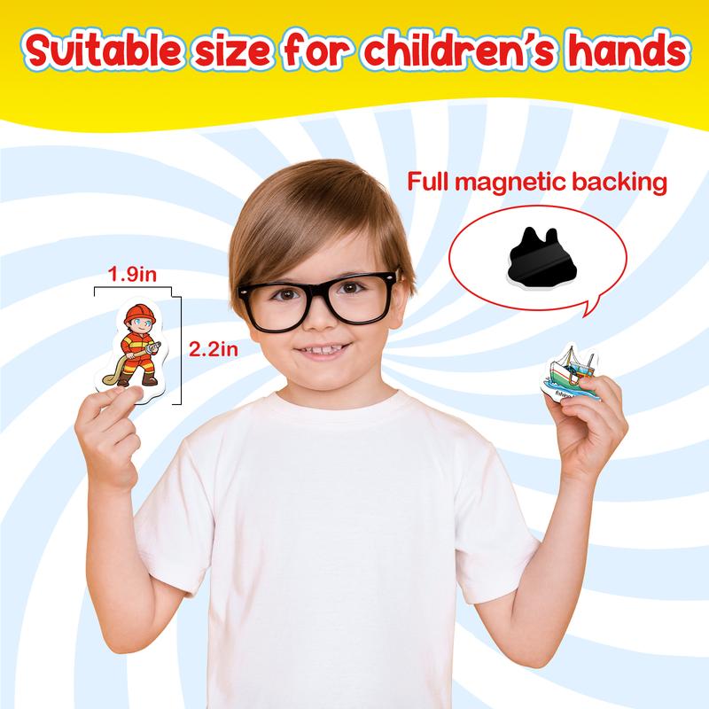 40 Vehicle Magnets, Refrigerator Fridge Magnets, Transport and Profession Magnets, Magnetic Toys, Learning Games