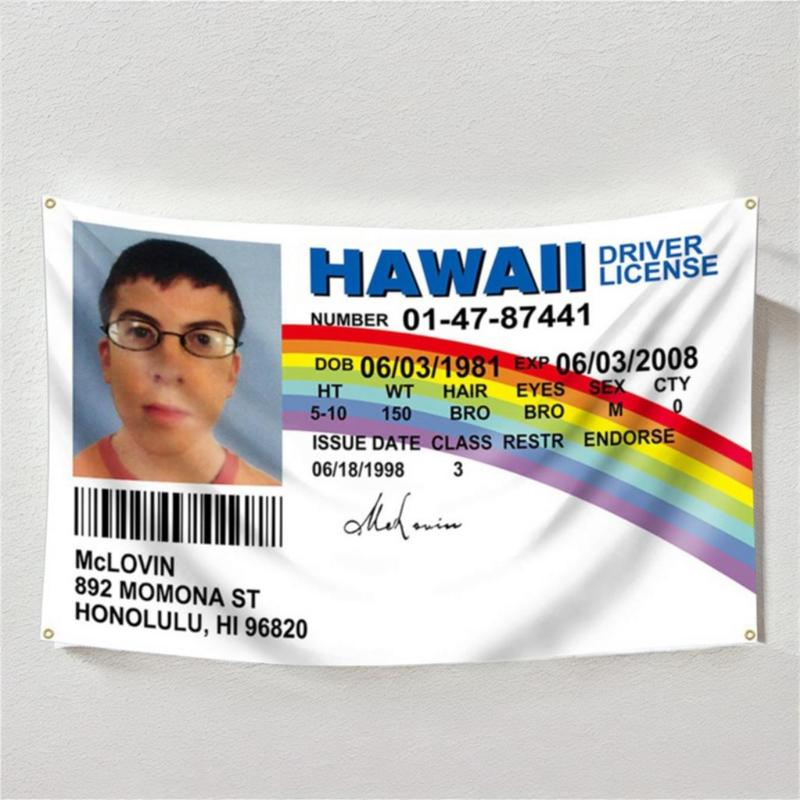 ID Driver License Flag, McLovin ID Driver License Flag, Indoor Decorative Banner, Room Decor, Bedroom Accessories