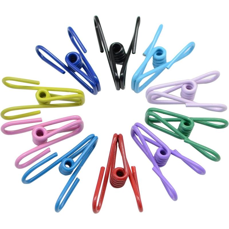 30 count 2 Inch 10 Different Random Colors Chip Clips, PVC Coating High Elasticity Strength Clothes Pins, Food Clips and Bag Clips Hangers Organiser