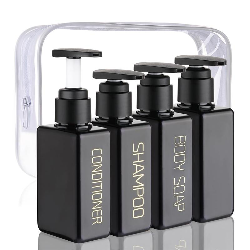 Travel Bottles Travel Accessories Toiletries 4 Pack 3.7oz 110ml Travel Shampoo And Conditioner Bottles Empty Plastic Pump Bottle Dispenser Travel Size Bottles Kitchen Lotion Pet Containers