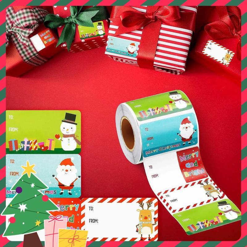 Christmas Themed Sticker, 500pcs roll Self Adhesive Label, DIY Creative Paster for Scrapbook Ornaments Notebook Students Gifts, Gift Ideas