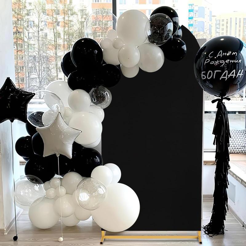 Black Arch Cover 2.6ft x 6ft Spandex Arch Backdrop Cover Fitted Round Top Arch Backdrop Stand Cover for Ceremony Birthday Party Banquet Decoration Banners Flower Banners Flower Hand Wedding