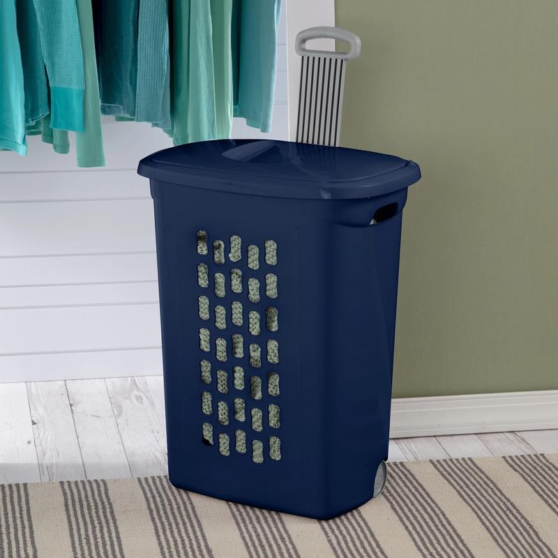 Sterilite Ultra Wheeled Hamper Plastic, Blue Cove, Set of 2