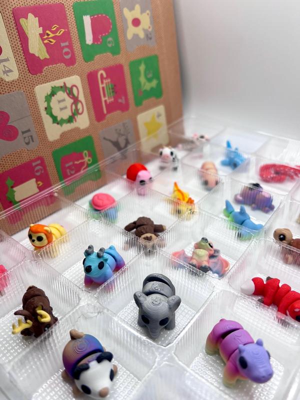 Advent Calendar with 3D Printed Mini Animals for Christmas - Perfect for Kids