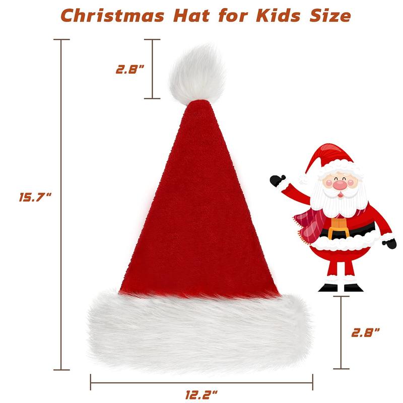 Christmas Hat, Santa Hat Holiday for Adults Unisex Velvet Comfort Extra Thicken Fur Xmas Hat for New Year Festive Party