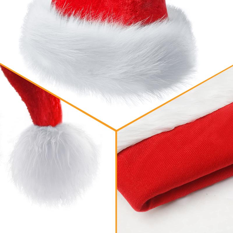 Christmas Hat, Santa Hat Holiday for Adults Unisex Velvet Comfort Extra Thicken Fur Xmas Hat for New Year Festive Party